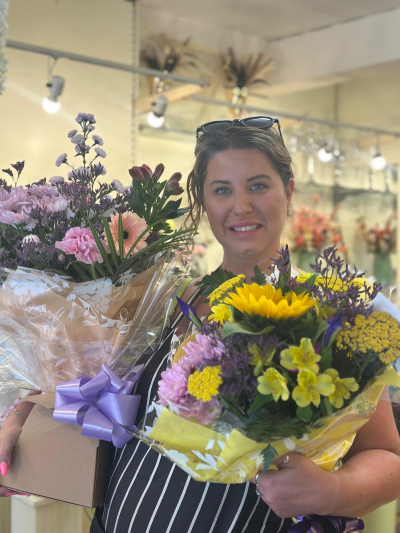 Florist Choice Hand-tied - An expert artisan florist will design a hand-tied filled with the finest quality seasonal flowers, perfectly wrapped and delivered in water.