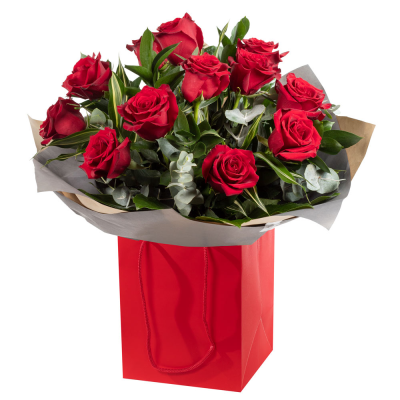 Early Bird Valentines Bouquet - Early Bird Valentines Bouquet - you can get our stunning hand-tied bouquet of 12 red ross, gypsophila and greenary for just £60 (usually £69.50) if you order before 31st January 2025